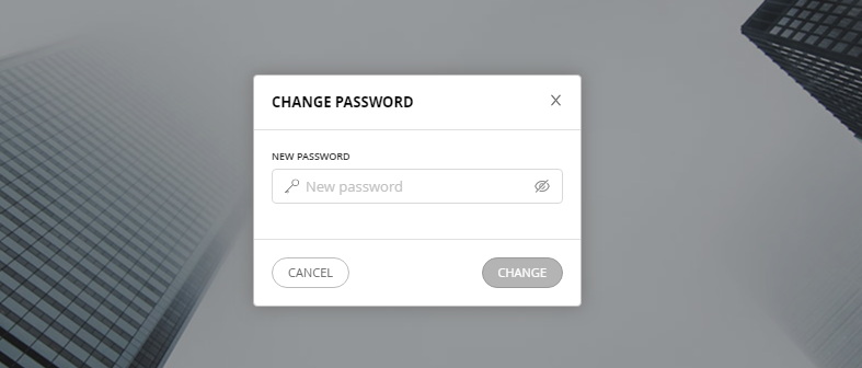 Окно смены пароля при первом входе учетной записи